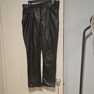 GAP High Rise Vintage Slim Vegan Leather Black Pants.
